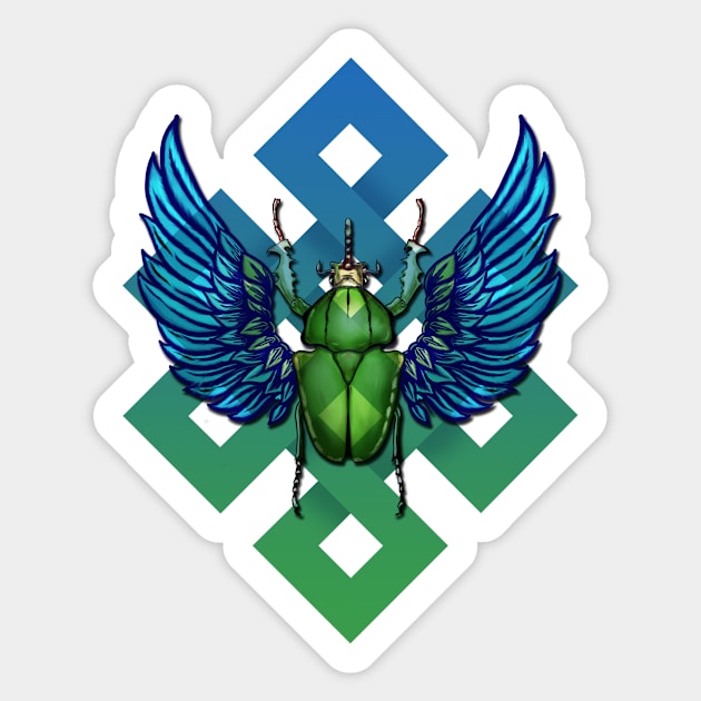 Beetle with wings Sticker by MANRAH